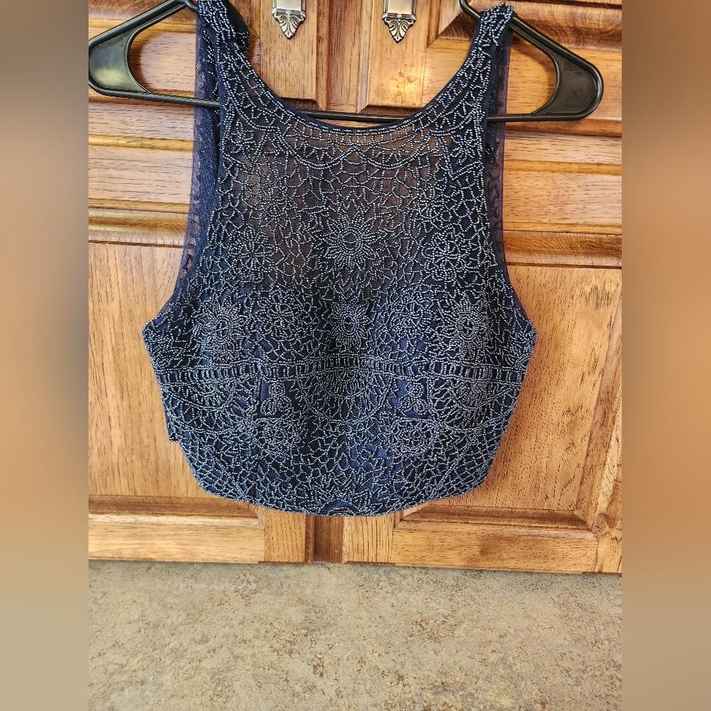 Sherri Hill 2 Piece Navy Blue Gown Size 8 - Picture 4 of 11